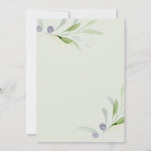 Geverfde olijven en bladeren groene repetitie kaart (Achterkant)