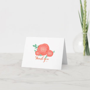 Geverfde Oranje Bloemen Bedankt Kaart