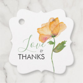 Geverfde oranje bloemen waterverf klaprozen bedankjes labels