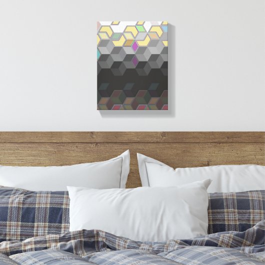 geverfde pastel- en donkere 3d-blokjes achtergrond canvas afdruk (Insitu (Slaapkamer))