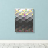 geverfde pastel- en donkere 3d-blokjes achtergrond canvas afdruk (Insitu (Houten vloer))