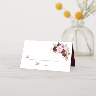 Geverfde Plum paarse Bloemen Trouwplaats Kaart Plaatskaartje