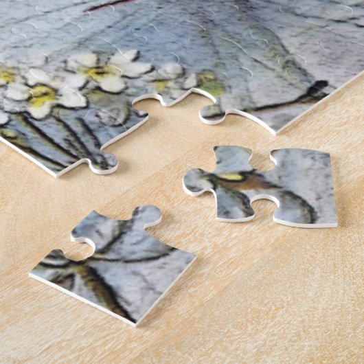 geverfde tandbaarzen en bloemen legpuzzel (Zijkant)