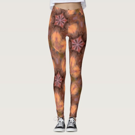 geverfde vleeskleurige bloem leggings (Voorkant)