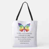 geverfde vlinder, vers van Lamentations 3:22-24 Tote Bag (Achterkant)