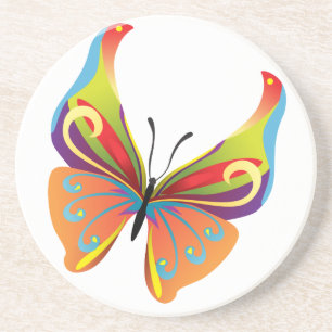 geverfde vlinder zandsteen onderzetter