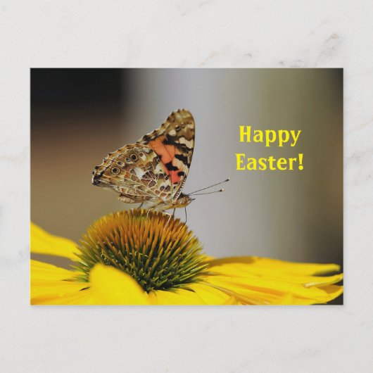  geverfde vrouwe vlindervlinderbloemigen fotoPasen Briefkaart (Voorkant)