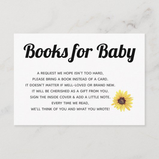 Geverfde zonnebloemboeken voor Baby Informatiekaartje (Voorkant)