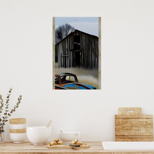 Gevergeten AI Digital Fantasy Art Rustige Shed Poster (Keuken)