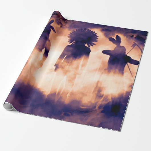 Gevergeten Native American Warriors Uit het versch Cadeaupapier (Uitgerold)