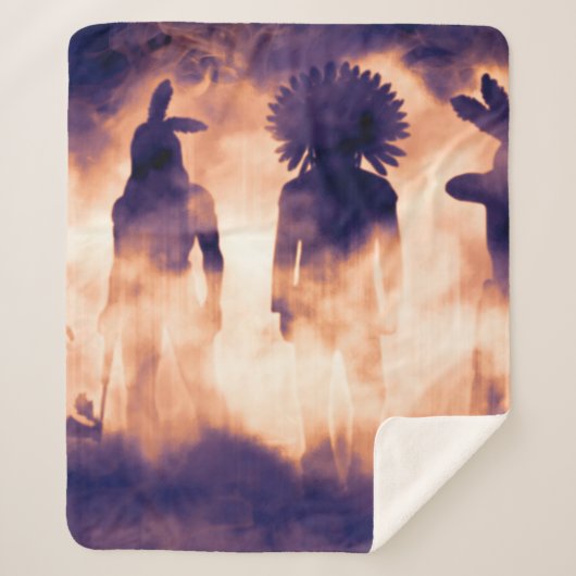 Gevergeten Native American Warriors Uit het versch Sherpa Deken (Voorkant)