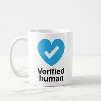 Geverifieerd menselijk controlehart koffiemok