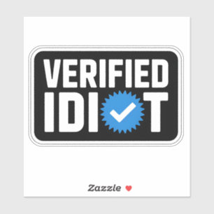 Geverifieerde Idiot Social Badge Parody Sticker