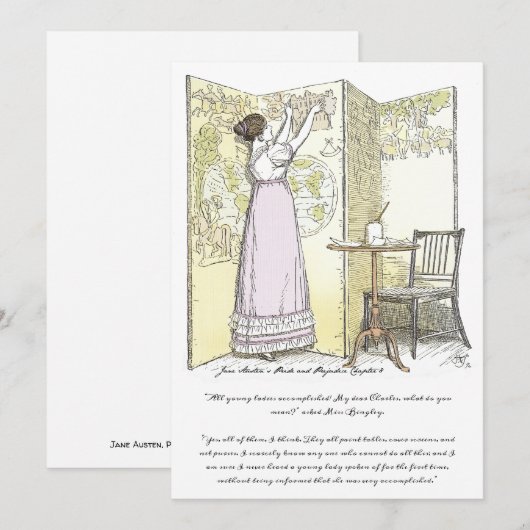 Gevervulde Dames, Jane Austen Pride & Prejudice Bedankkaart (Voorkant / Achterkant)