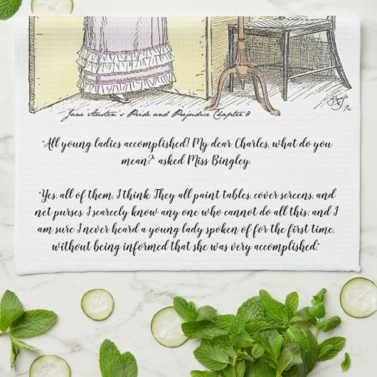 Gevervulde Dames, Jane Austen Pride & Prejudice Theedoek (Gevouwen)