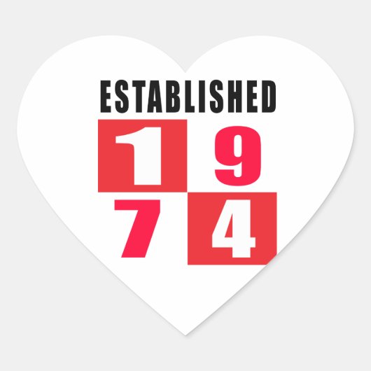 Gevestigde Design van 1974 Hart Sticker (Voorkant)