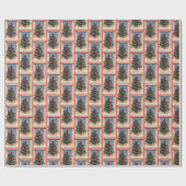 gevierd kerstagetje met kerstboom  cadeaupapier (Vlak)