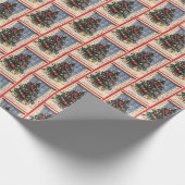 gevierd kerstagetje met kerstboom  cadeaupapier (Hoek)