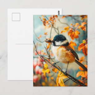 Gevilde Mees met Rups in Herfststruik Briefkaart