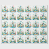 Gevist 1e verjaardag met taart cadeaupapier (Vlak)