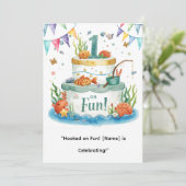 Gevist 1e verjaardag voor Little Anglers Party Kaart (Staand voorkant)