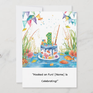 Gevist 1e verjaardag voor Little Anglers Party Kaart