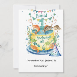 Gevist 1e verjaardag voor Little Anglers Party Kaart