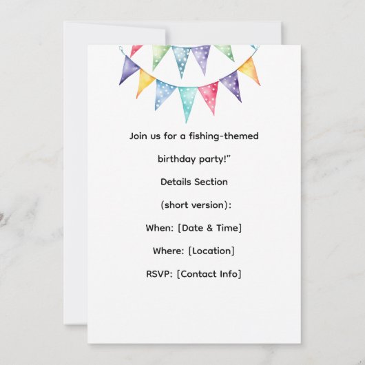 Gevist 1e verjaardag voor Little Anglers Party Kaart (Achterkant)