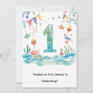Gevist 1e verjaardag voor Little Anglers Party Kaart