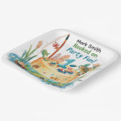 Gevist 1e verjaardagsfeest met taartontwerp papieren bordje (Gebogen)