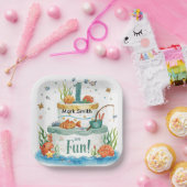 Gevist 1e verjaardagsfeest met taartontwerp papieren bordje (Feest)