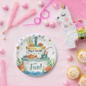 Gevist 1e verjaardagsfeest met taartontwerp papieren bordje (Feest)