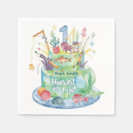 Gevist 1e verjaardagsfeest met taartversiering servet