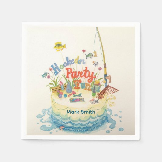 Gevist 1e verjaardagsfeest met taartversiering servet (Voorkant)