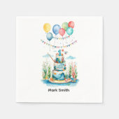 Gevist 1e verjaardagsfeest met taartversiering servet (Voorkant)