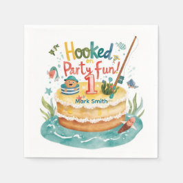 Gevist 1e verjaardagsfeest met taartversiering servet