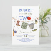 Gevist 2e Verjaardag Blue Boy O-fish-ally Kaart (Staand voorkant)