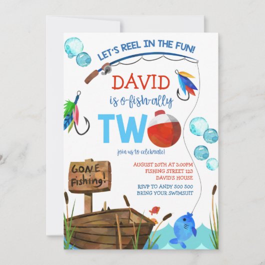 Gevist 2e Verjaardag Jongen O-vis-bondgenoot Kaart (Voorkant)