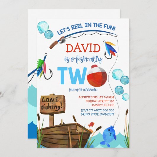 Gevist 2e Verjaardag Jongen O-vis-bondgenoot Kaart (Voorkant / Achterkant)