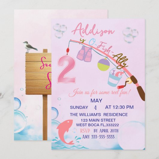 Gevist 2e verjaardag O-Fish-Ally Twee Verjaardag Kaart (Voorkant / Achterkant)