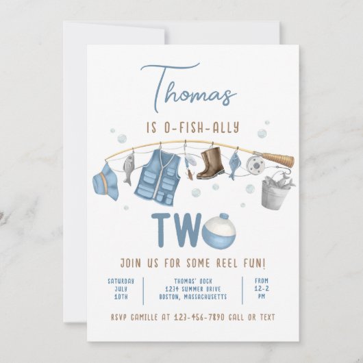 Gevist 2e verjaardag O-Fish-Ally Twee Verjaardag Kaart (Voorkant)