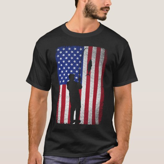 Gevist 4 juli Amerikaanse vlaggenvisser T-shirt (Voorkant)