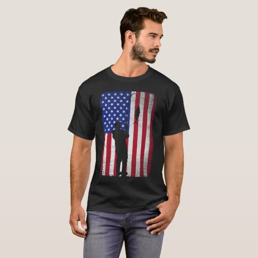 Gevist 4 juli Amerikaanse vlaggenvisser T-shirt (Voorkant volledig)
