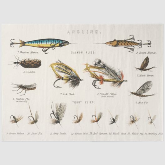 Gevist aas vliegt hengelsportontkoppeling tissuepapier (Voorkant)