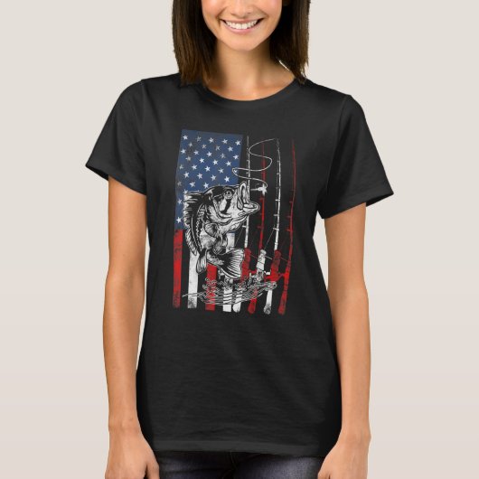  Gevist Amerikaanse vlag Vist rod Bass T-shirt (Voorkant)