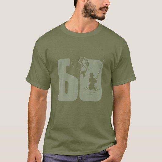 Gevist Angler 60 Birthday Green T-shirt (Voorkant)