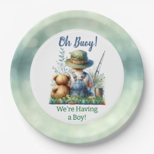 Gevist Baby en teddybeer Baby Shower Papieren Bordje