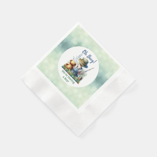 Gevist Baby en teddybeer | Baby Shower Servet (Hoek)