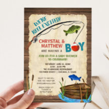 Gevist baby shower, jongen rustic Reel enthousiast