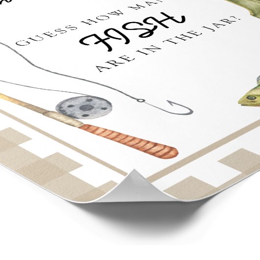 Gevist baby shower - raad eens hoeveel vis poster (Hoek)